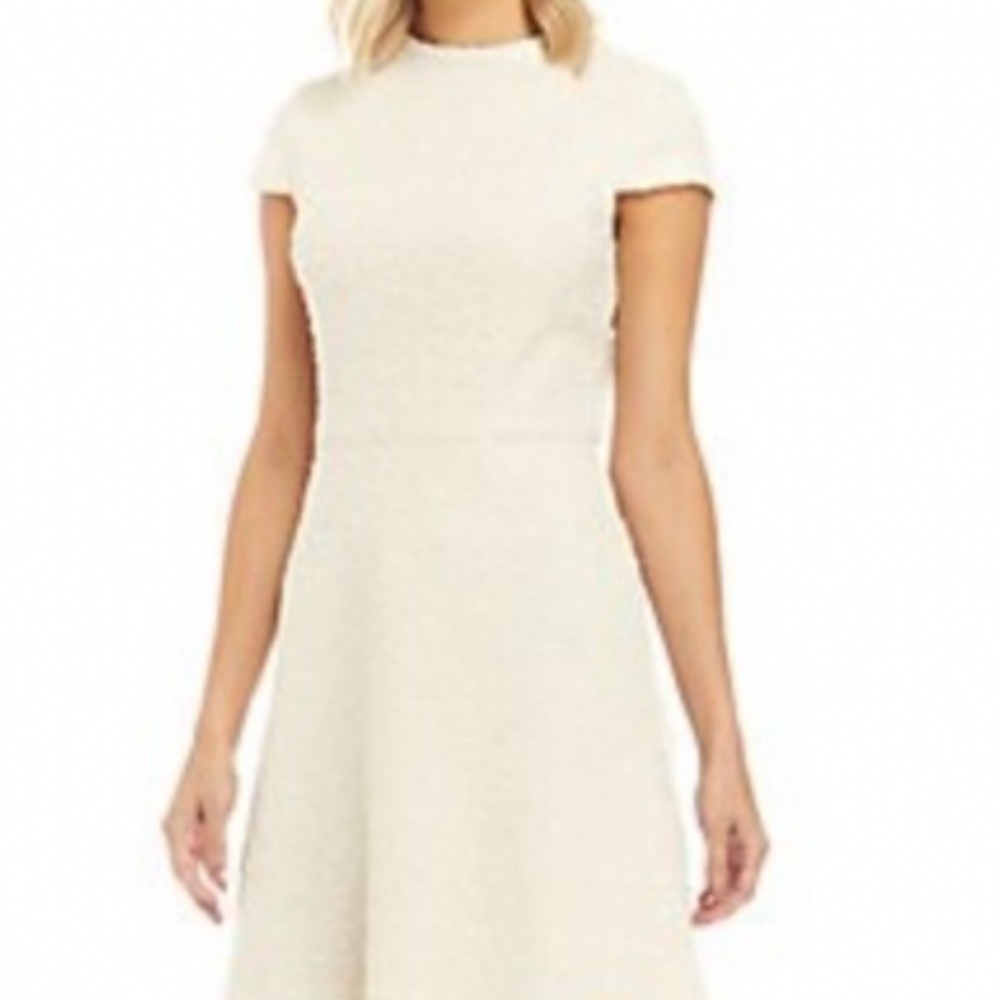 Vince Camuto White Boucle Holiday Dress